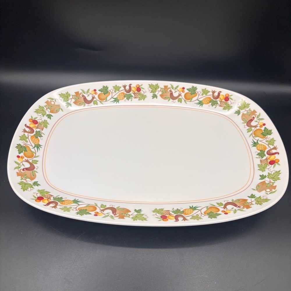 Noritake Homecoming Large Platter Serving 9002 Bird Pineapple Fruit 11”x15‎ 1/2”